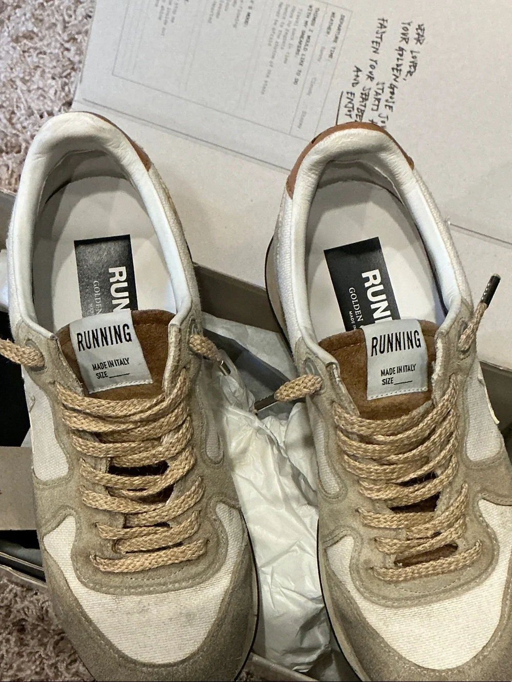 Golden Goose Beige and White Women's Athletic Sneakers